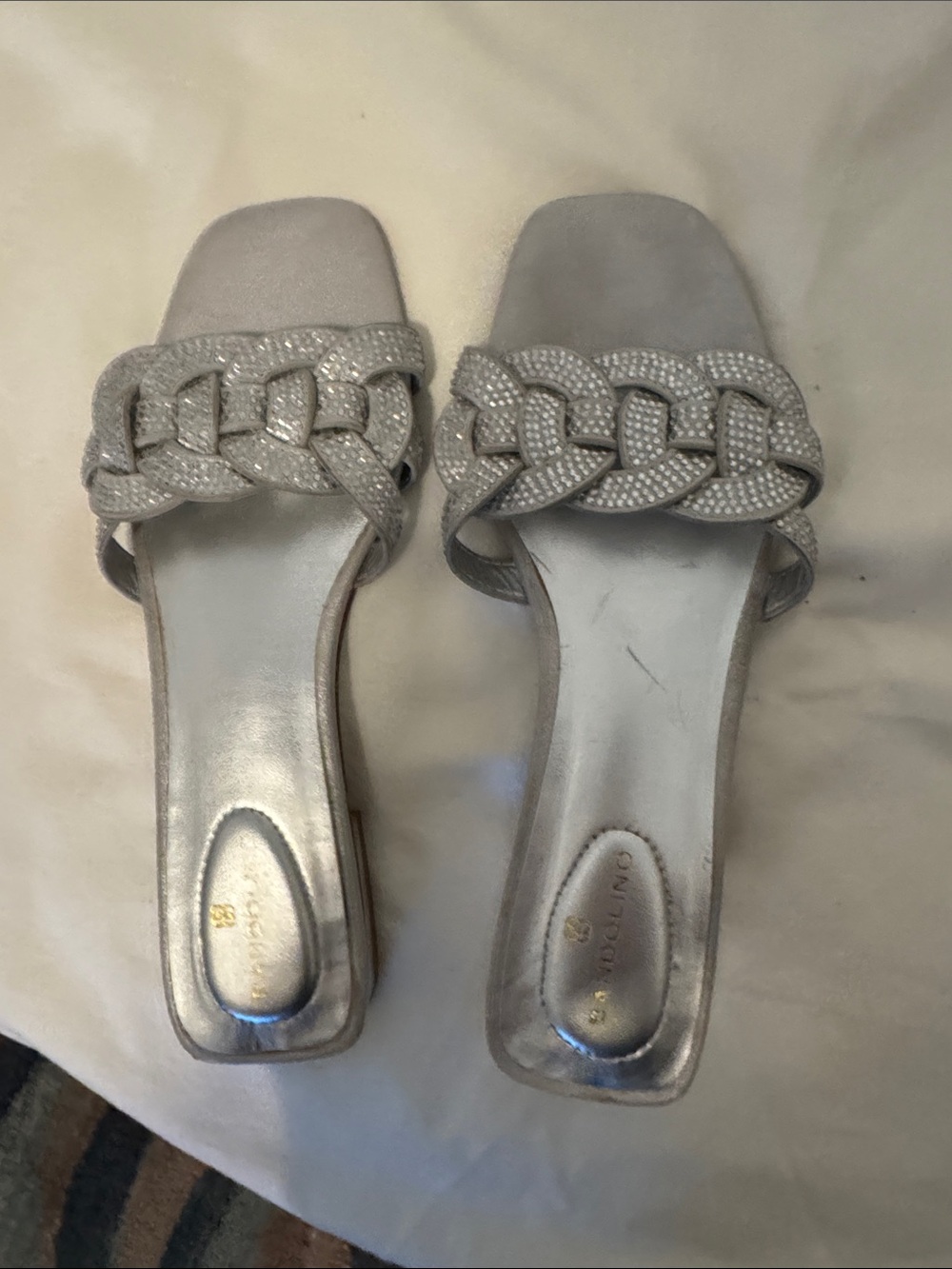 Bandolino Silver Braided Slide Mules